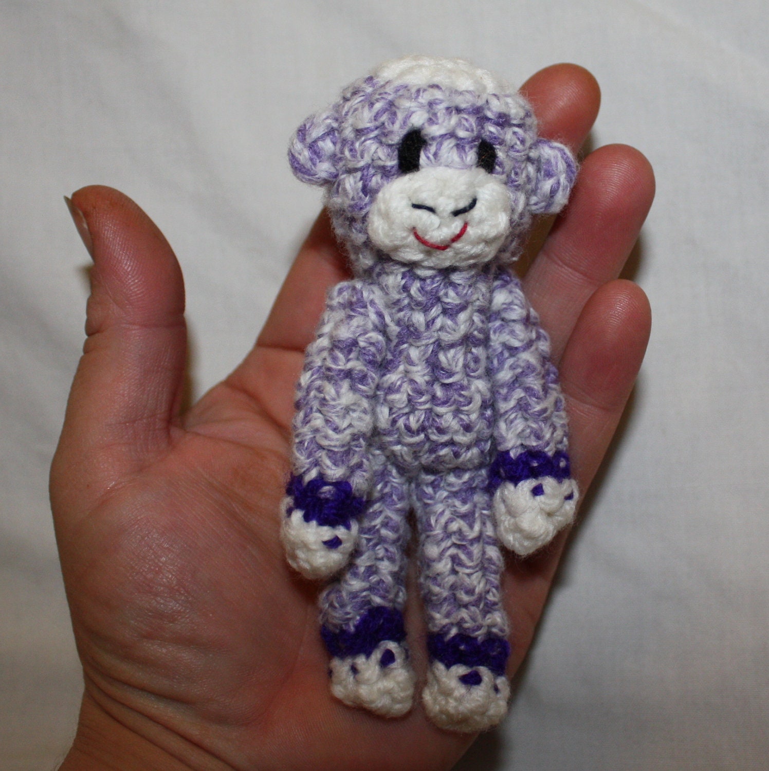 Tiny Sock Monkey - purple with dark purple bands