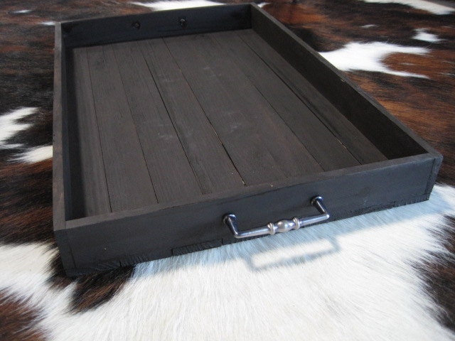 E S P R E S S O  dark wood tray box, dark brown wood tray with handles