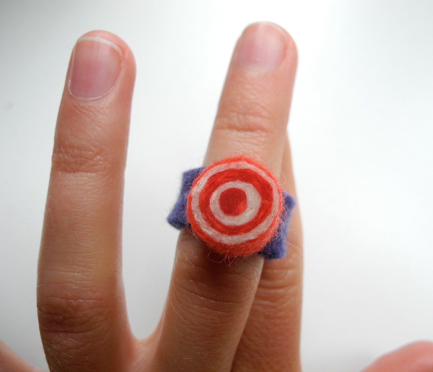 Felted Candy Ring . Red Bullseye