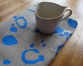 banksia pod blue 100% linen tea towel (hand printed)