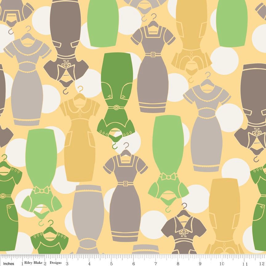 Fabric by the yard - Riley Blake - Millie's Closet - Pattern C2841 - by Lori Holt - 100% cotton - Yellow