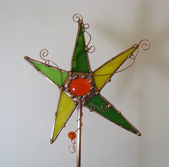 Indoor Garden decor Stained Glass yard  art Table Center decoration Groovyglass