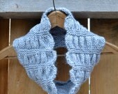 Silvery Gray, Ruched Knit Cowl