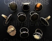 Filigree Antique Gold Adjustable Ring Blank Bases