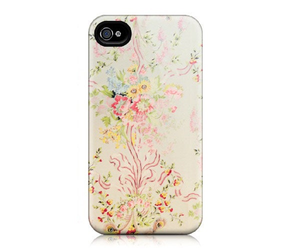 iPhone Case for iPhone 4 and 4S - Wallpaperie - Versailles, Wallpaper, Queen's Bedroom, Marie Antoinette, Feminine, Floral, Pastel