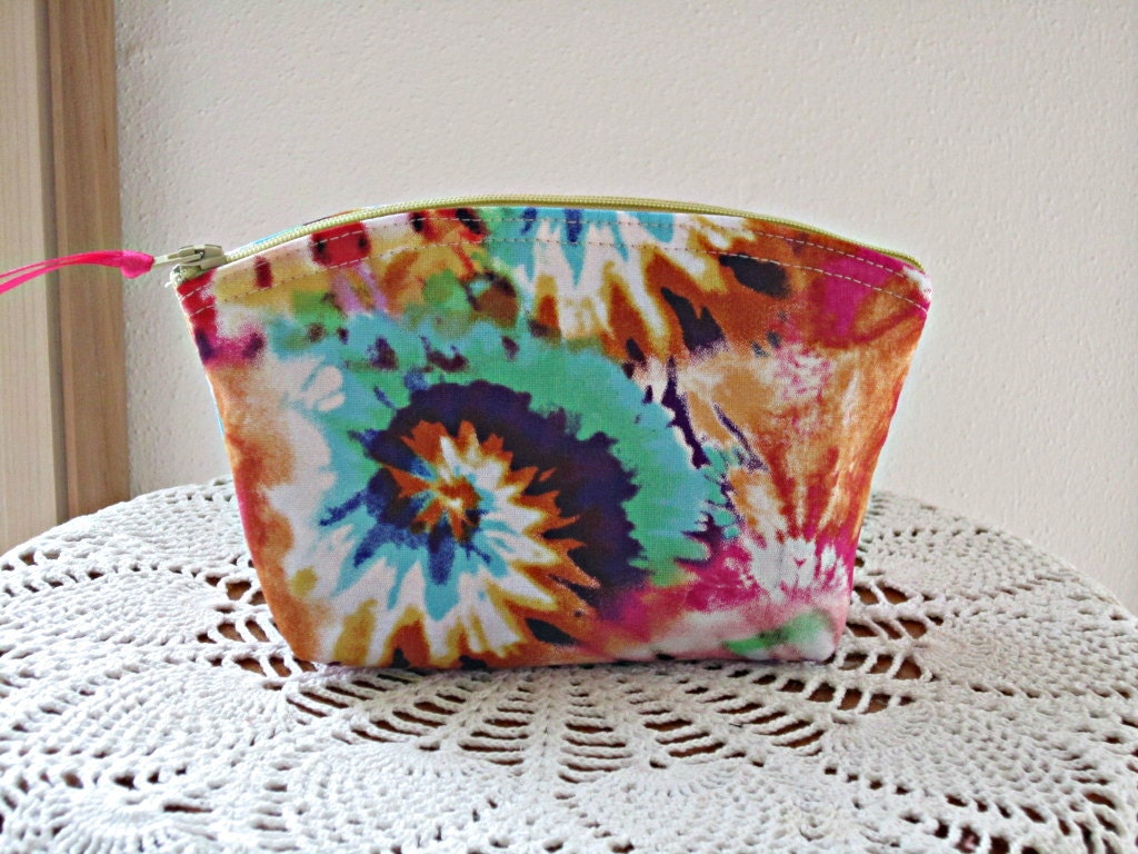Cosmetic Bag Clutch Purse Retro Tie Dye Made in USA