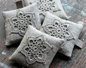 Lavender sachets -- crochet motif -- set of 4