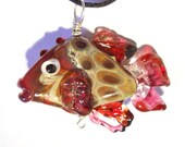 Red fish lampwork glass bead, handmade pendant artisan jewelry, organic animal necklace or focal CGGE team SRA by glassbead