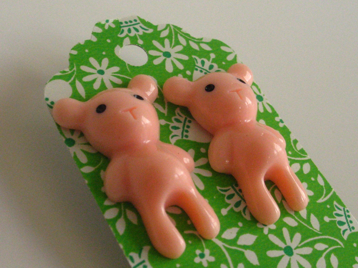 Pale Baby Pink Teddy Bear Earrings
