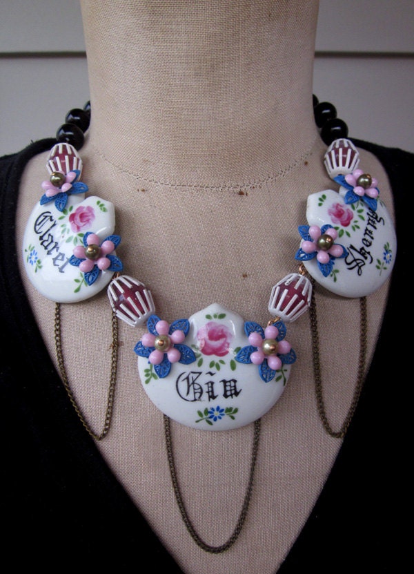 Vintage Statement Steampunk Necklace Assemblage - Tipsy
