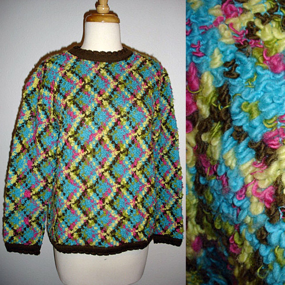 SCOOTER TIME - vintage 1960's mod Pendleton nubby wool ski sweater - xs/s/m/l