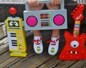 Monster inspired shoes - Lots of popular monsters hand painted on white sneakers for boys or girls - baby or toddler