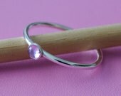 Pink Sapphire Stacking Ring - Sterling Silver Gemstone - Size 2 to 15