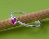 Red Ruby Stacking Ring - Sterling Silver - Size 2 to 15