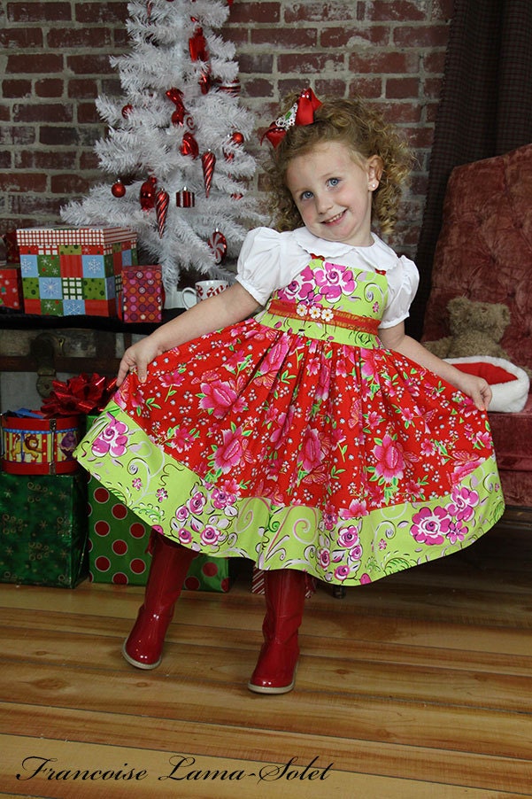 Charlotte Custom Girls Apron Twirl dress size 12 months to 12 yrs
