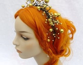 Fairy Baubles headband, Mermaid Headpiece, Gold and Black Headband, Fantasy Headband, Gold, Red, Silver