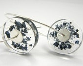 Carborundum Mineral Earrings, Resin Earrings With Carborundum In Sterling Silver