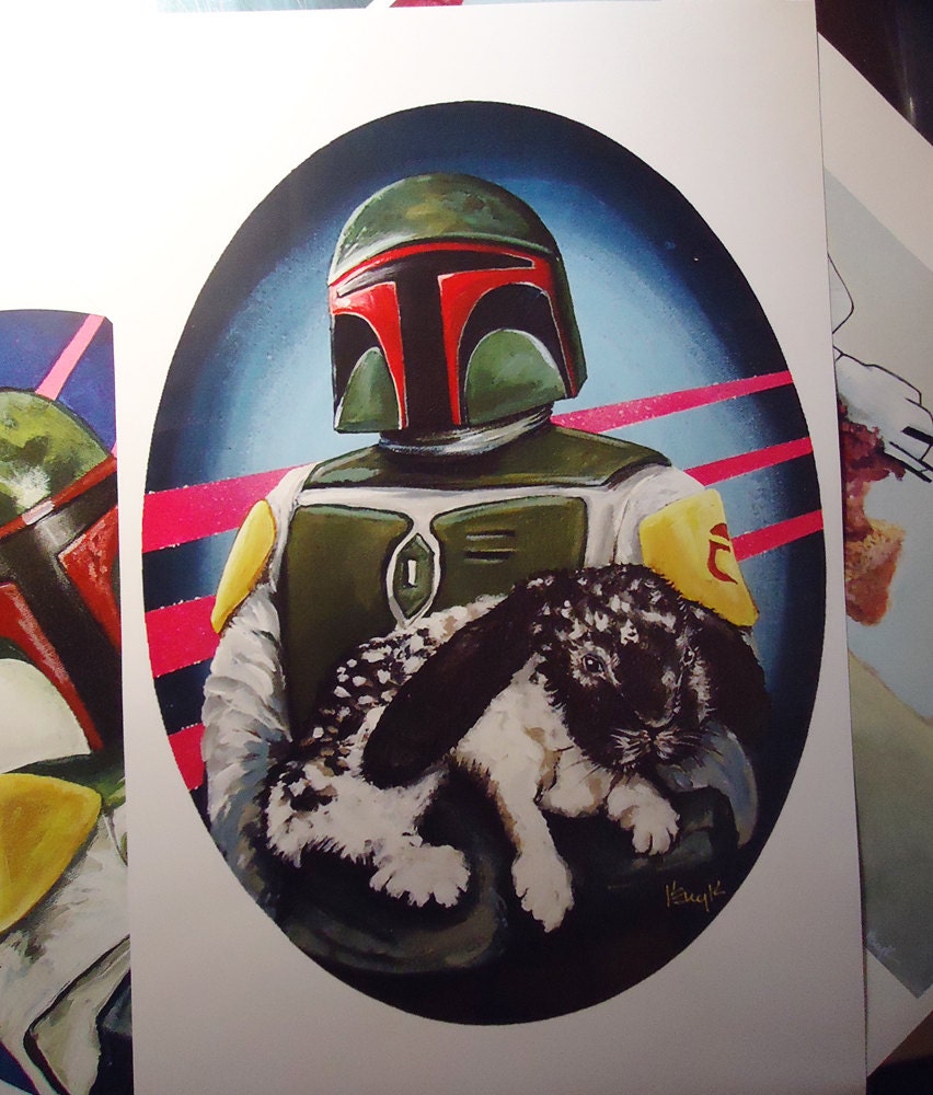 Large Print 11 x 17 Boba Fett with Specked Rabbit