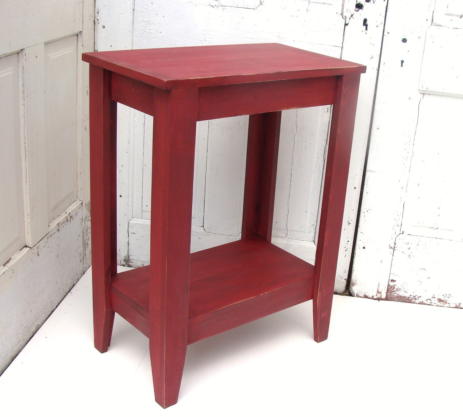 Entryway Table Wood Storage Table Wooden Console Table Red Sofa Table French Country Cottage Farmhouse Mid Century Modern
