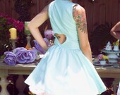 Wedding "Pixie" Dress with gathered full circle skirt and Heart Cut Out Back---------available in many colors and custom sized