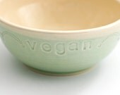 Vegan cereal bowl in green with stitching.
