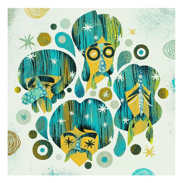 The Four Mustaches (Turquoise Version)