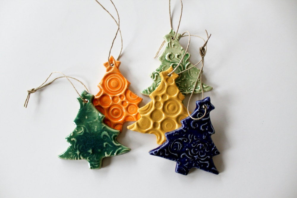 RESERVED for Angela - do not purchase - Set of 5 Christmas Tree Decoration Ornaments