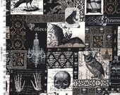 Michael Miller Nevermore Collage Black Fabric - By the Yard