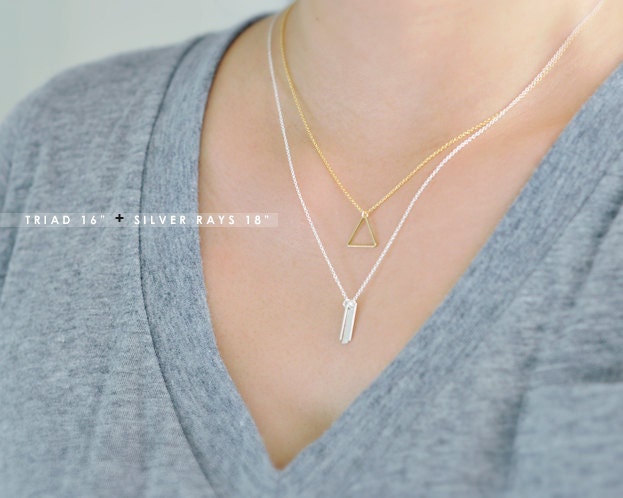 Silver rays - sterling silver bars fringe necklace - modern jewelry gift for her