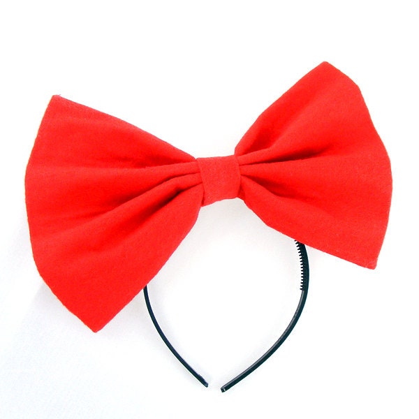 Large Red Flannel Hair BOW  Big cosplay or costume Headband