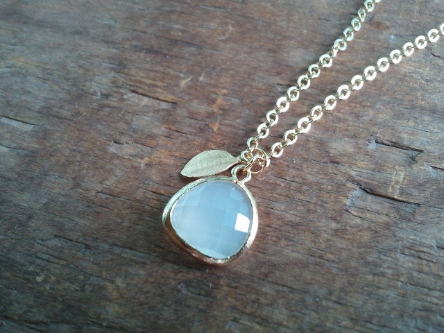 White Pendant with gold leaf accent, necklace, mother, wife, sister, daughter, bridesmaid gift, birthday, wedding jewelry, fall fashion,
