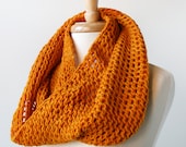 Women's Fashion Accessories - Knit Infinity Scarf Cowl - Merino Wool Scarf - Yellow Marigold