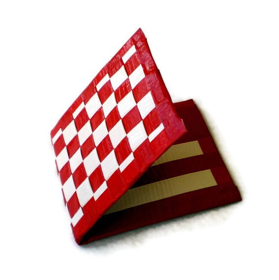 Duct Tape Wallet - Red & White - bluebamboo