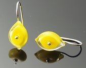 Glass Leaf Earrings in Yellow - New
