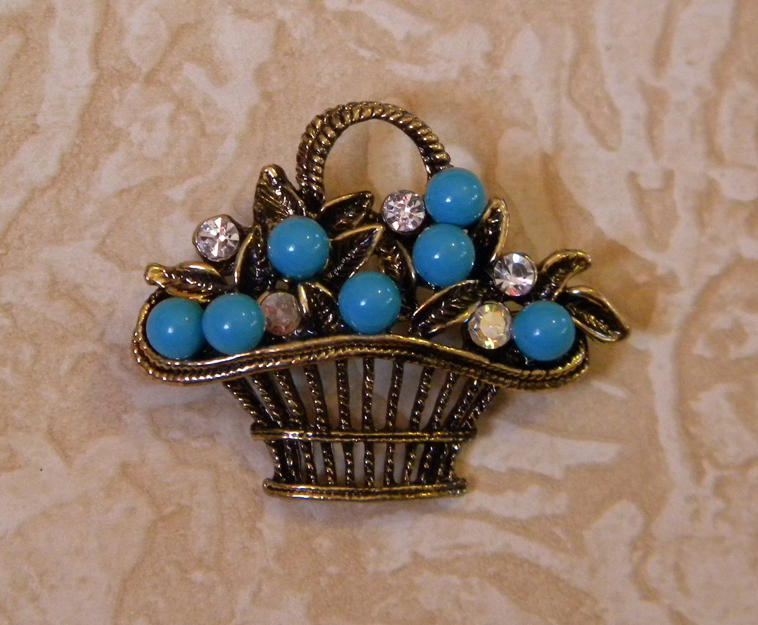 Flower Basket Vintage Pin Brooch