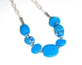 Mediterranean Blue Kazuri Bead Necklace