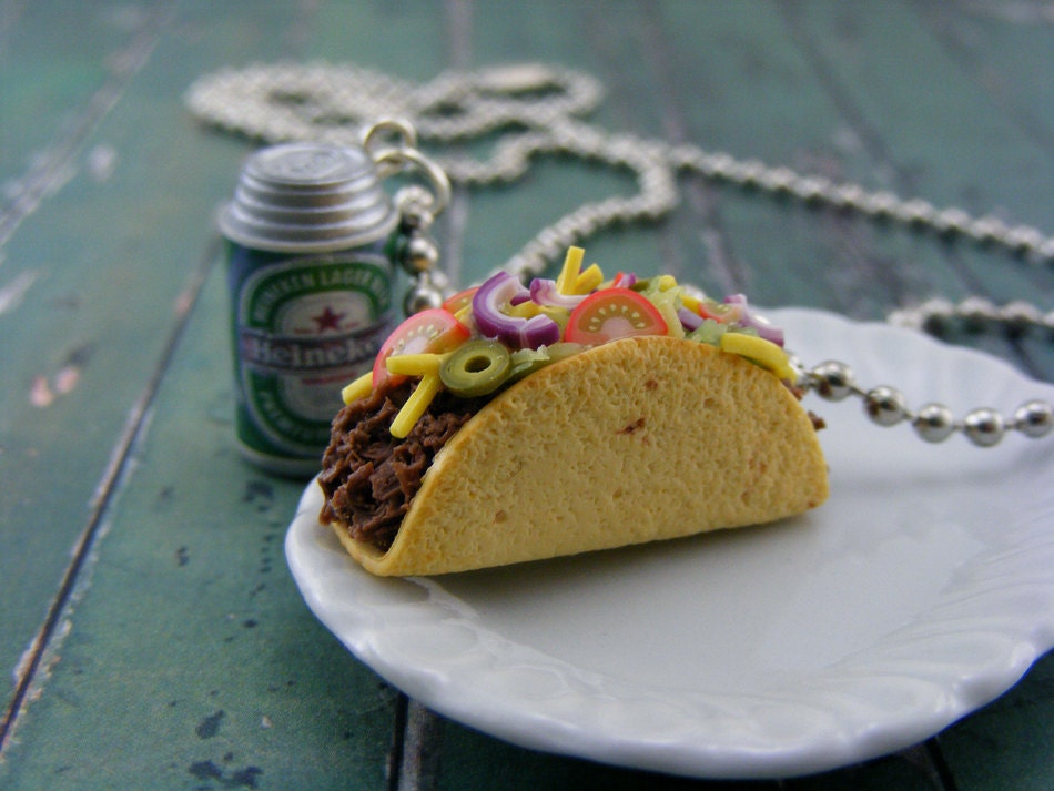 Taco and Beer Necklace
