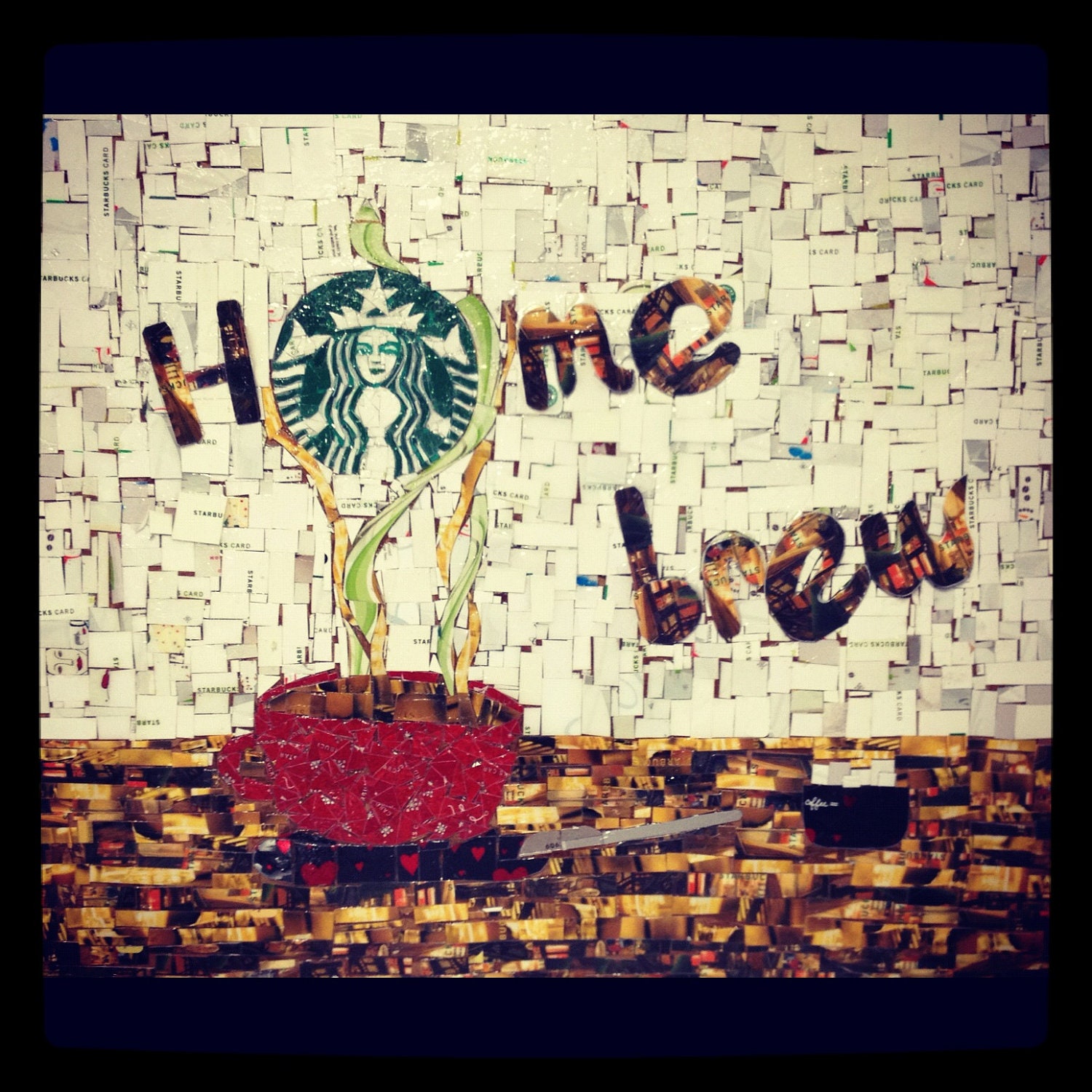 Custom Mosaics upcycled gift card art 10x10