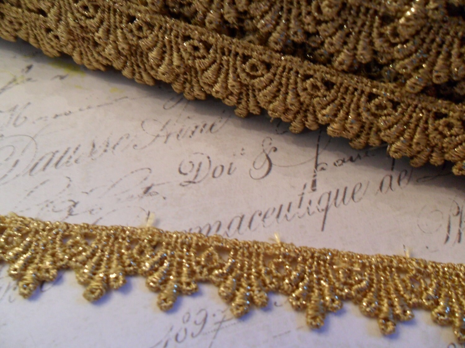 Metallic Gold Venise Lace Trim 1/2 inch wide