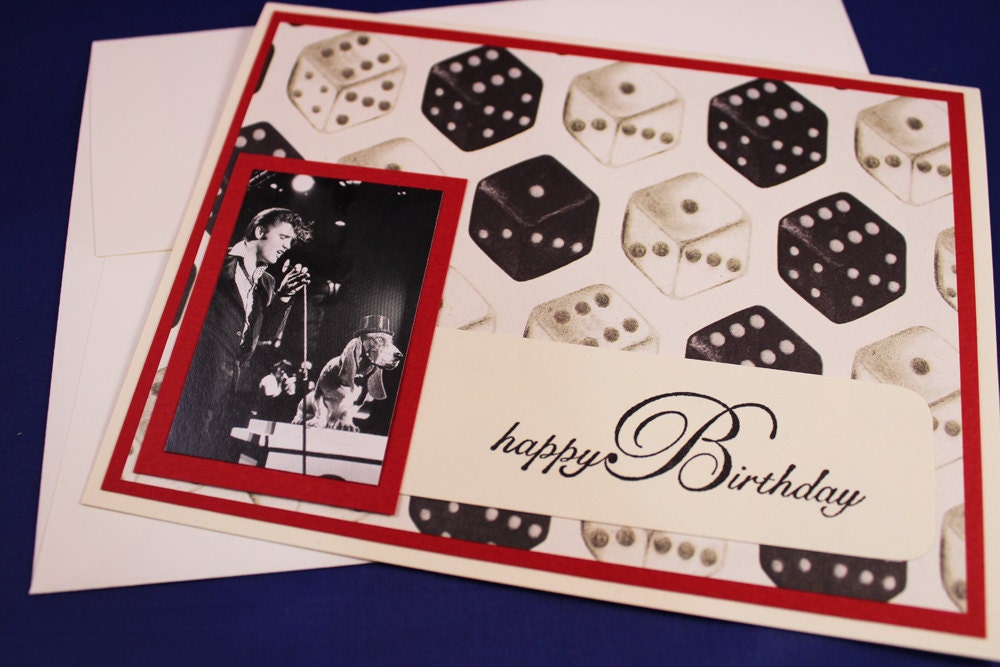 Elvis Birthday Card with Hound Dog