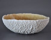 Amber Medium Geode Textured Porcelain Bowl - Serving Dish Vessel  Modern Ceramic