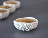 Set of 4 Tiny Amber Bowls - Salt and Pepper Spice Bowls Contemporary Porcelain