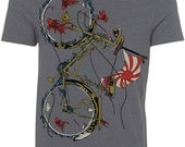 Bicycle tshirt, Cycling Fish, bike shirt, Japanese, koi fish, Grey, Cotton, Available S M L