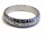 Sterling Silver Wedding Ring Vine Pattern