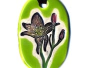Lily Flower Ceramic Necklace in Green