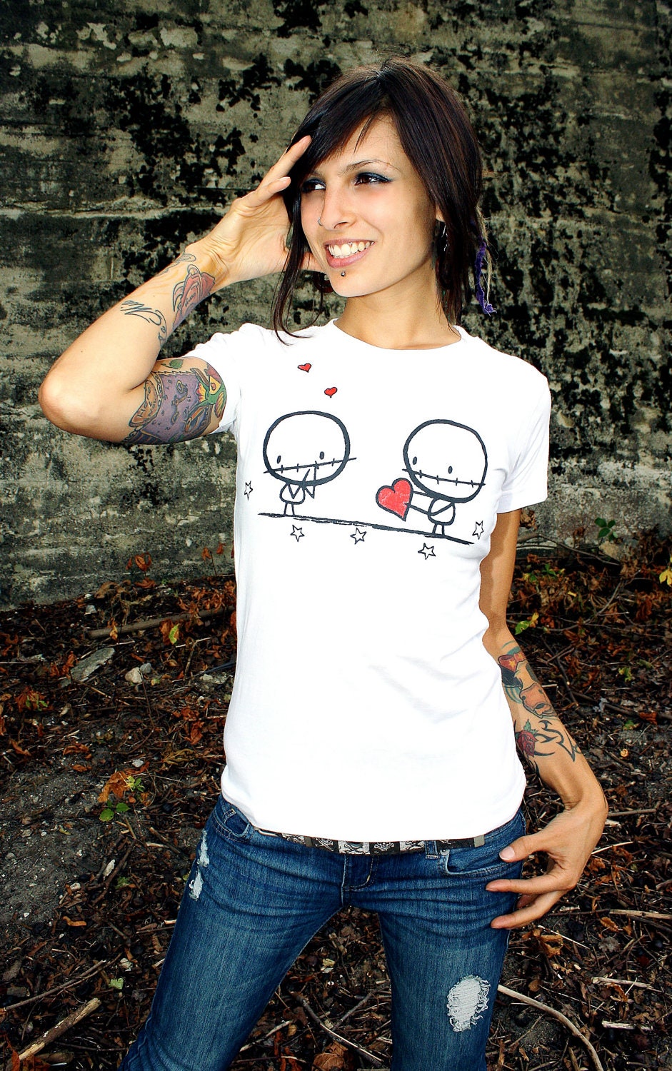 Organic Zombie Lovers Rocky The Zombie t-shirt in white Climate Neutral