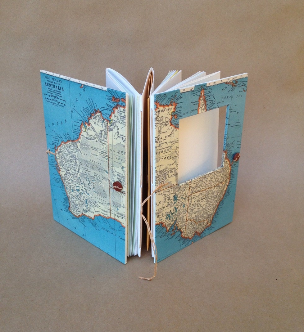 Australia Versatile Travel Journal - Map Book - Handmade for Artists, Collectors and Writers -- MADE TO ORDER
