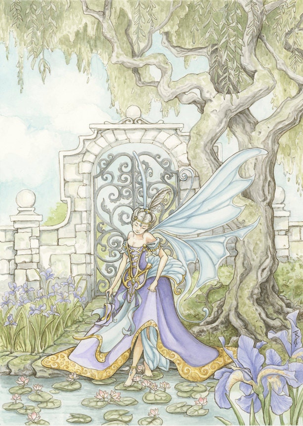 Fairy in a Garden of Irises, 11x14" Print