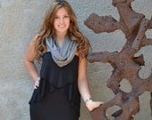 Fall fashion jersey infinity scarf - bamboo and organic cotton - black and gray stripes