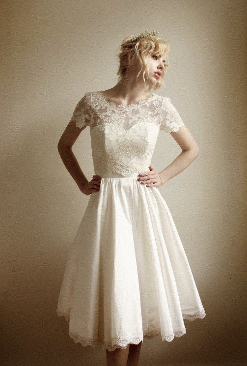 Elandra--2 Piece, Lace and Silk Wedding Dress